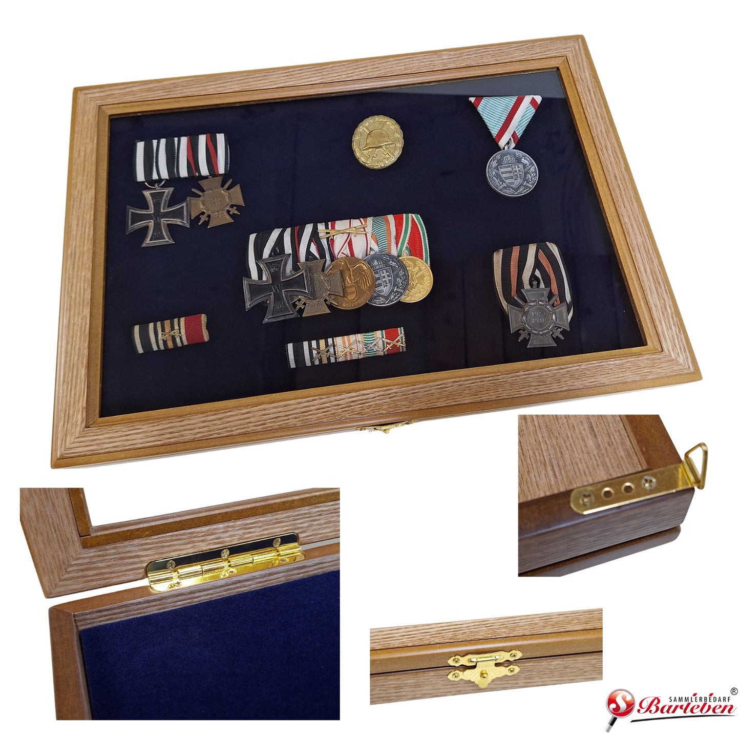 Ordenvitrine, Sammlervitrine Design Eiche, 375 x 260 x 30mm Art.Nr. 201