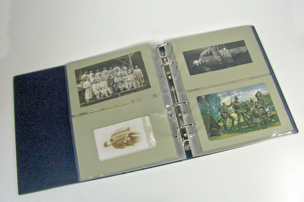 Sammlerbedarf Barleben – SPARSET Album mit Schuber Standard blau für Fotos, Pässe, etc. Format ca. A5 mit 20 Folienblättern