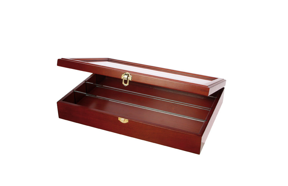 Lieferung auf Anfrage - Wandvitrine Echtholz Sammlervitrine mit Echtglasscheibe, 3 Glasböden, Wandaufhänger klein Art.Nr. 210