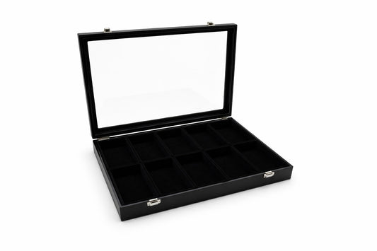 Ordenvitrine, Sammlervitrine schwarz, mit 10 Fächern Art.Nr.362