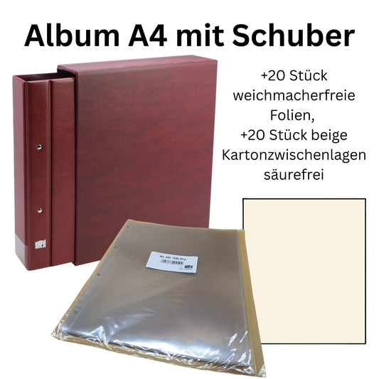 ABVERKAUF Album A4, Schuber, 20 Folien, 20 Kartonblätter