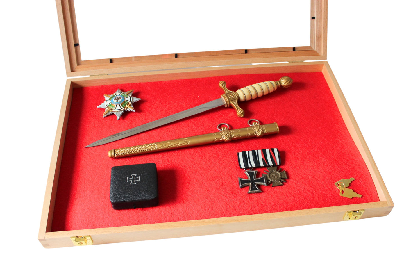 NEU IM SHOP! SONDERPREIS  - Ordenvitrine aus Echtholz Buche – abschließbar, entnehmbarer Facheinsatz