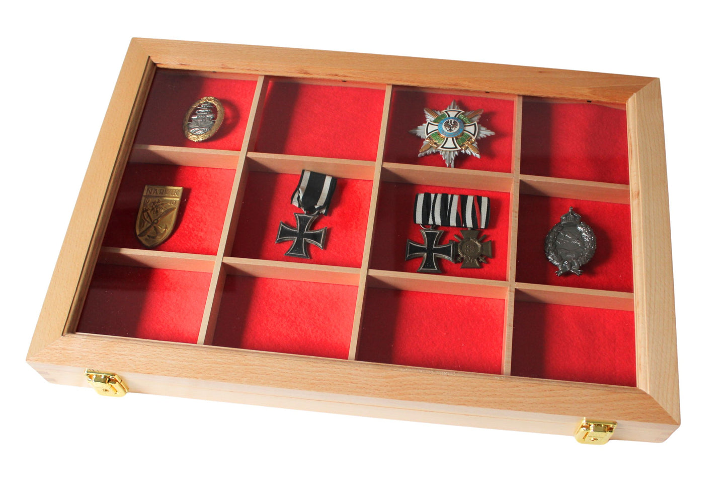 NEU IM SHOP! SONDERPREIS  - Ordenvitrine aus Echtholz Buche – abschließbar, entnehmbarer Facheinsatz