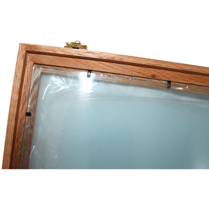 FERTIGE Ordenvitrine, Sammlervitrine, Schaukasten in Echtholz, Eiche Natur,  Oberfläche gewachst, Plexiglasscheibe bereits eingebaut