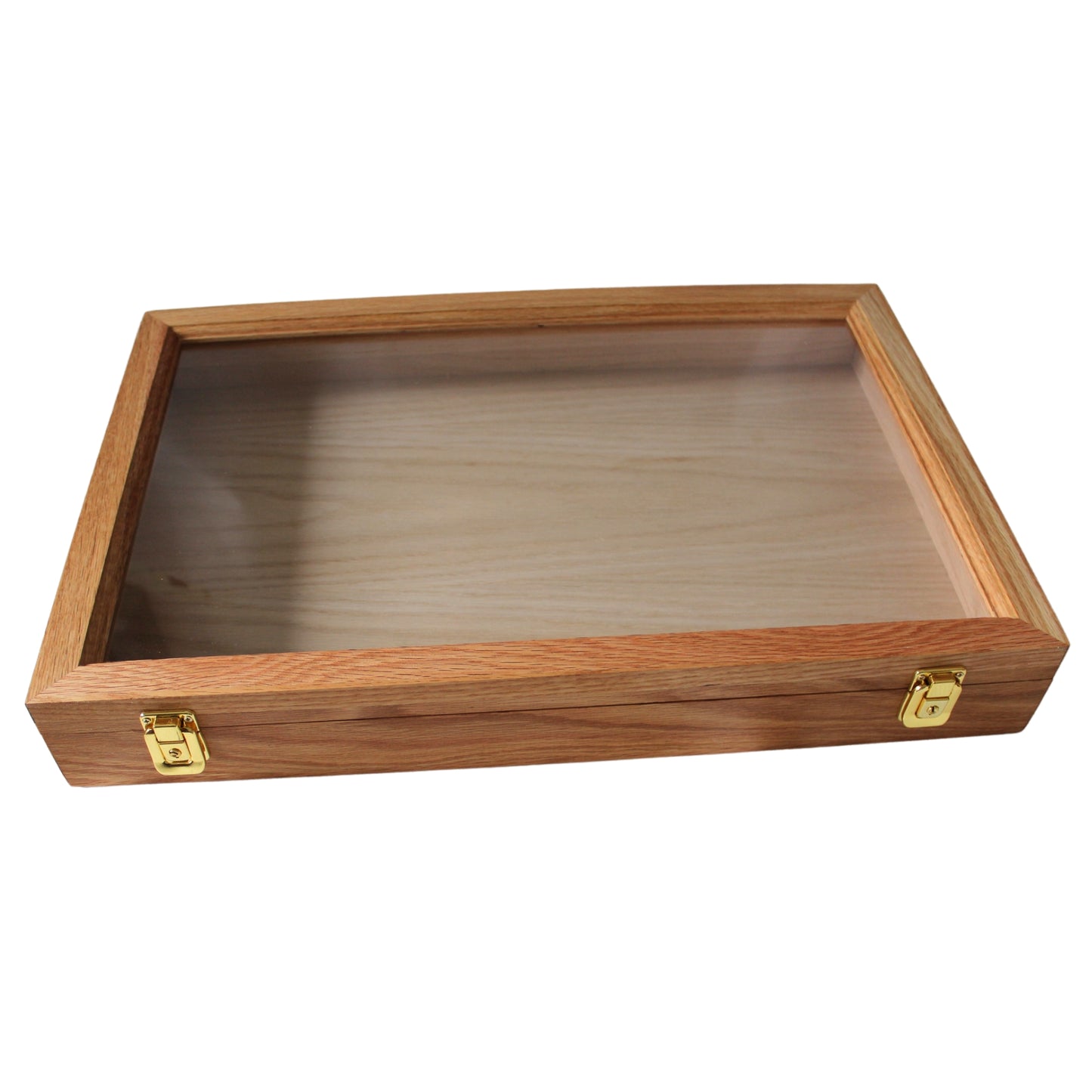 Ordenvitrine, Sammlervitrine, Schaukasten in Echtholz, Eiche Natur,  Oberfläche gewachst, mit Schaumstoffeinlage beflockt 15mm,  Art.Nr.322