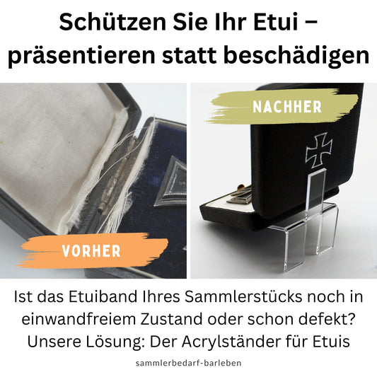 Etuiständer, Ordenständer für Stücke im offenen Etui wie: Eisernes Kreuz, Verwundetenabzeichen, Kriegsverdienstkreuz und viele Etuis mehr Art.Nr. 560
