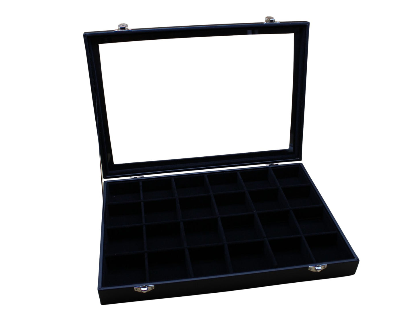 Ordenvitrine, Sammlervitrine schwarz, mit 24 Fächern Art.Nr.365