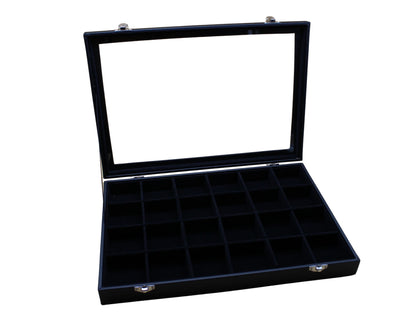 Ordenvitrine, Sammlervitrine schwarz, mit 24 Fächern Art.Nr.365