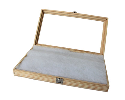 Ordenvitrine, Sammlervitrine Echtholz, Kiefer Natur ca. 380 x 220 x 50mm Art.Nr.305