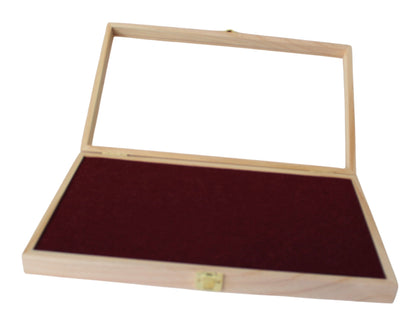 mit Einlage Schaumstoff + 3mm Filz ( Farbe bitte wählen ), 23mm gesamt - Ordenvitrine, Sammlervitrine Echtholz, Kiefer unbehandelt ca. 380 x 220 x 55mm Art.Nr.293