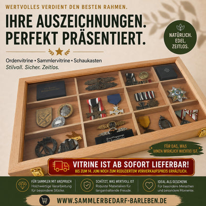 Ordenvitrine aus Echtholz Buche – abschließbar, entnehmbarer Facheinsatz