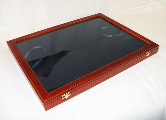 Lieferung auf Anfrage - XL Ordenvitrine, Sammlervitrine Echtholz Art.Nr. 215, ca. 510 x 400 x 30mm, Echtglasscheibe, Versand nur in Deutschland